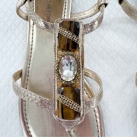 Antonio Melani Gold Sandals with Rhinestone embellishment size 9 women’s - Picture 14 of 16